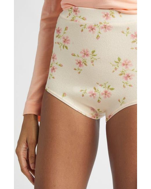 Simone Rocha Natural Tiny Flowers Knit Micro Shorts