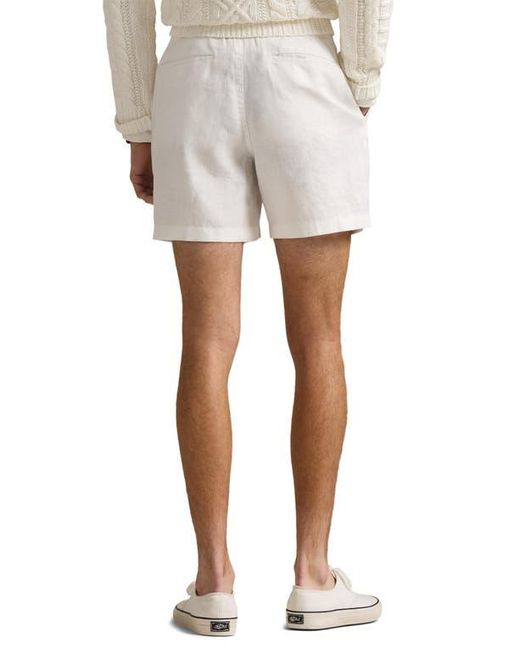 Polo Ralph Lauren White Classic Fit Flat Front Linen Drawstring Shorts for men