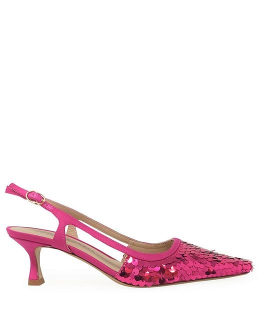Madison Maison Pink Sequence Snip Toe Slingback Heel