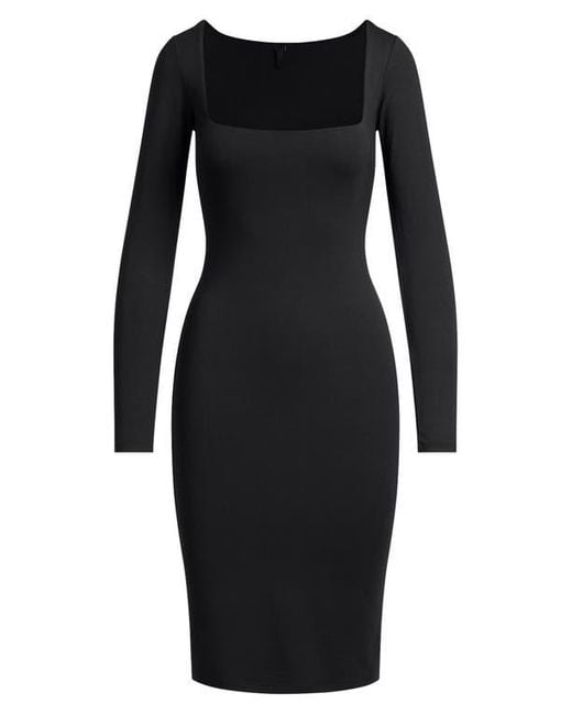 Skims Smooth Layers Long Sleeve Dress in Black | Lyst