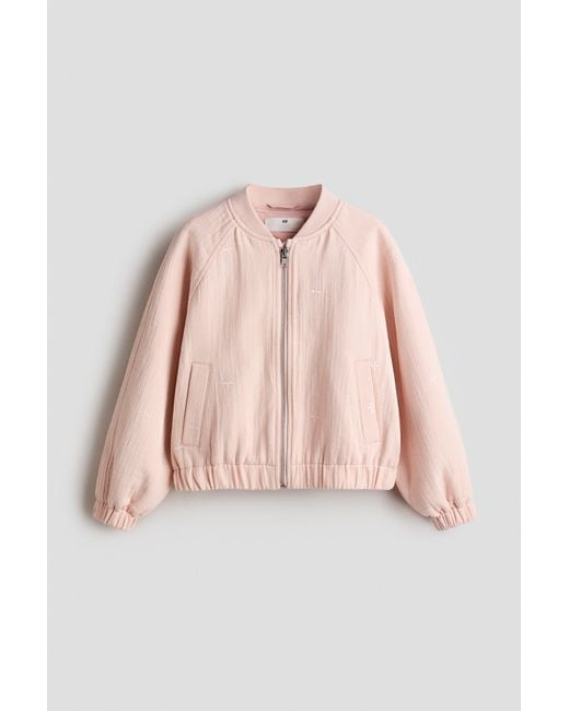 H&M Pink Cotton Bomber Jacket