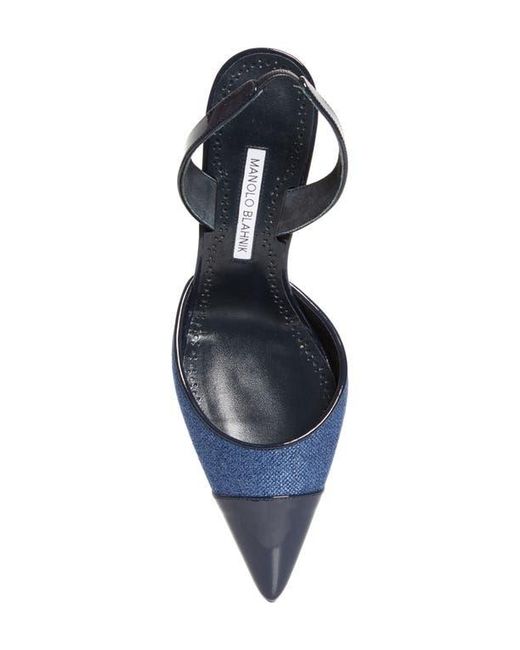 Manolo Blahnik Blue Capsli Cap Toe Slingback Pump