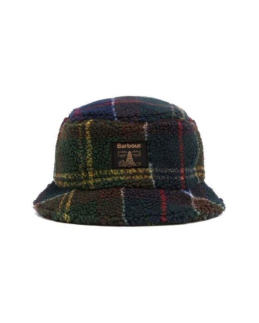 Barbour Green Field Tartan Fleece Bucket Hat for men