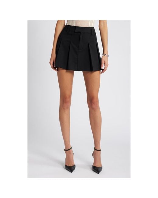 Open Edit Black Pleated A-Line Miniskirt