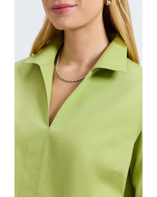 Foxcroft Green Agnes Split Cuff Popover Blouse
