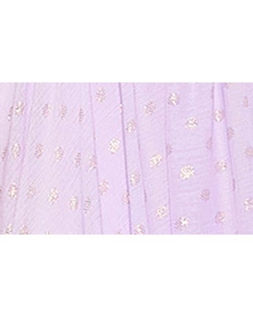 Mac Duggal Purple Rosette Metallic Dot One-shoulder Chiffon Gown