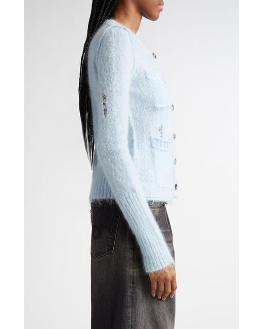 R13 Blue Elongated Shrunken Kid Mohair & Merino Wool Blend Cardigan