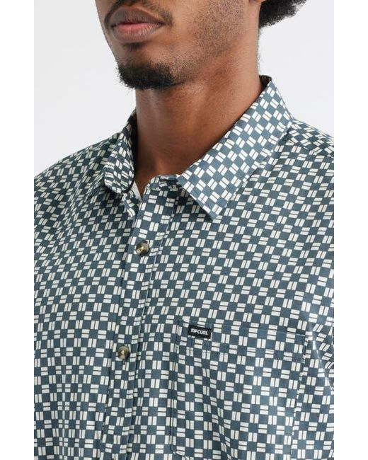 Rip Curl Blue Fun Times Short Sleeve Button-Up Shirt for men
