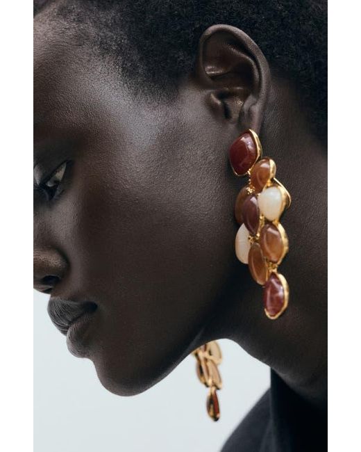 Mango Brown Mixed Resin Drop Earrings