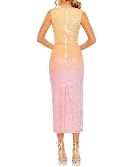 Mac Duggal Pink Ombré Sequin Midi Cocktail Dress
