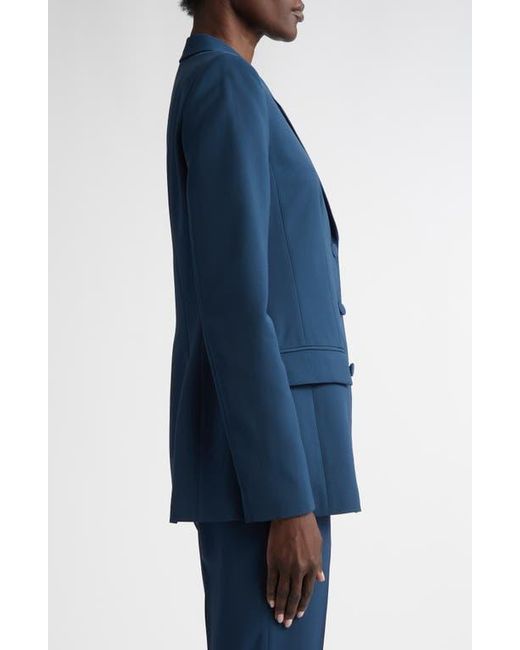Lafayette 148 New York Blue Single Breasted Three Button Blazer