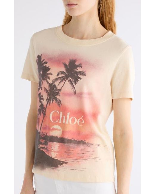 Chloé White Sunset Cotton Jersey Graphic T-Shirt