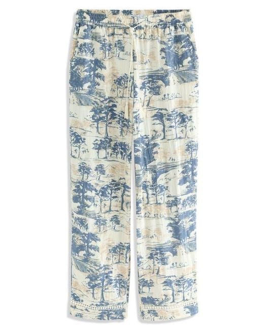 Next Blue Tree Print Wide Leg Drawstring Pants