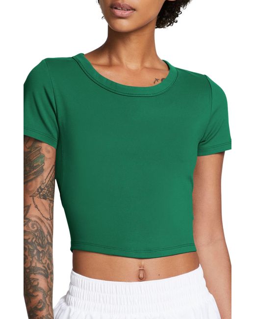 Nike Green Phoenix Fleece Short Sleeve Crop Sweatshirt