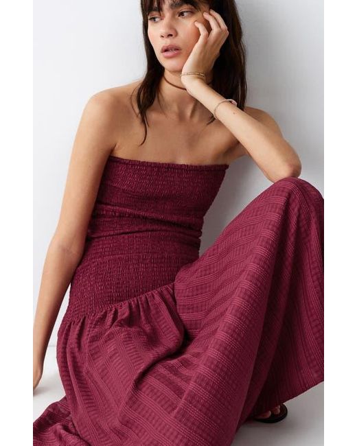 mango red strapless dress Mango Combined Strapless Dress - Red