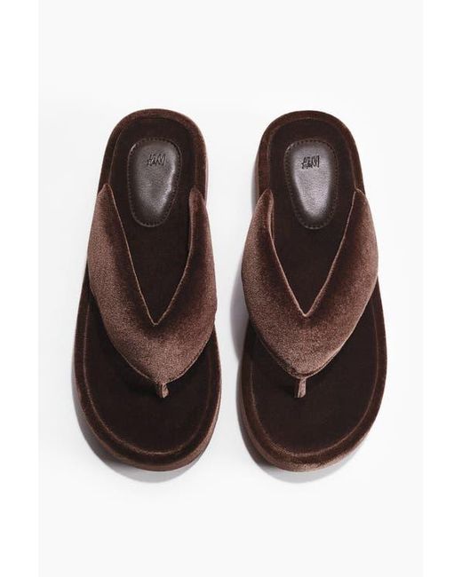 H&M Brown Velour Flip-Flops