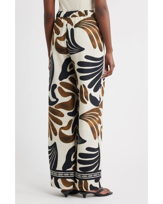 Mango White Karina Print Wide Leg Pants