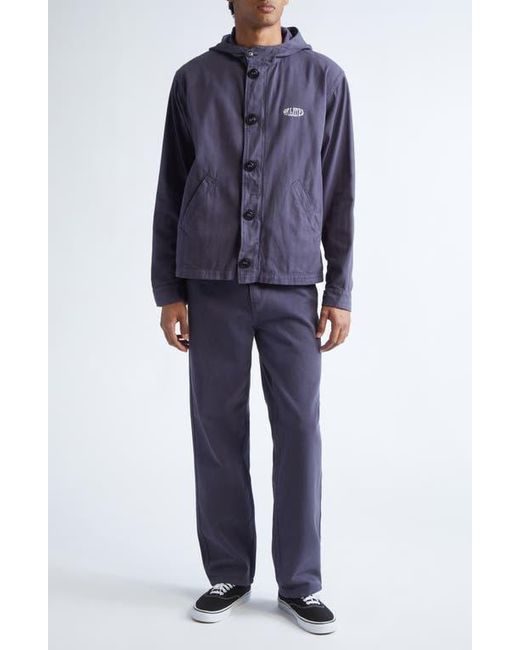 Palmes Blue Hodded Herringbone Twill Jacket for men