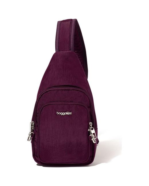 Baggallini Purple Securtex Anti-Theft Daytripper Sling Bag