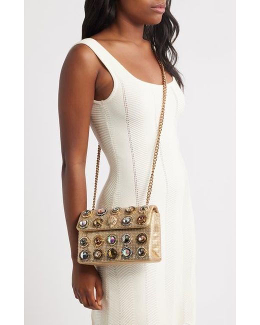 Kurt Geiger Metallic Medium Kensington Octavia Crystal Leather Convertible Crossbody Bag