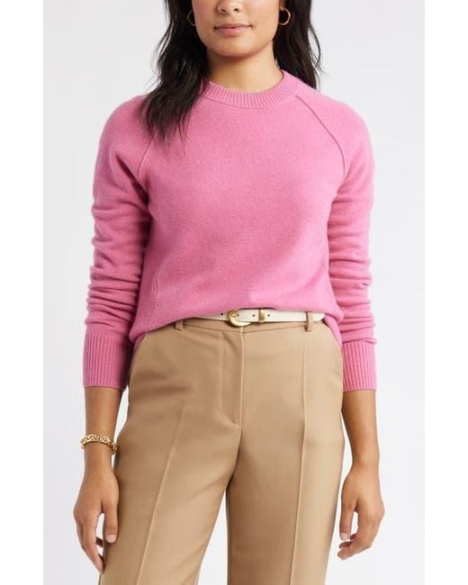 Caslon Pink Raglan Sleeve Wool & Cashmere Sweater