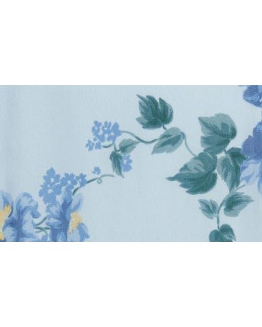 Reformation Blue Lilibet Floral Ruffle Trim Midi Dress