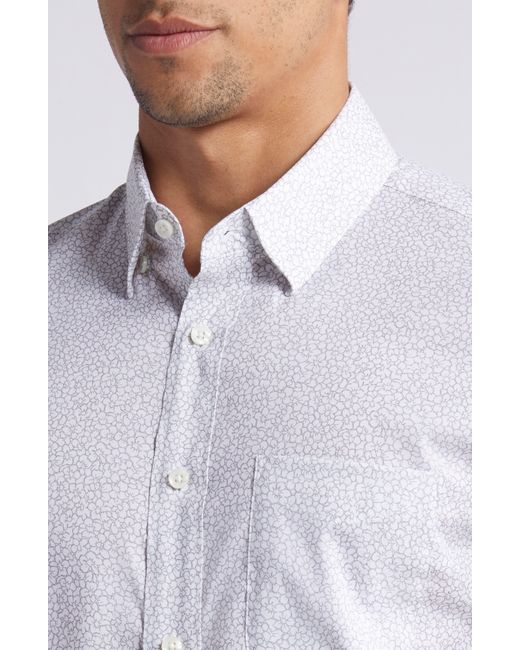Faherty Brand White Movement Geo Print Short Sleeve Button-down Shirt for men