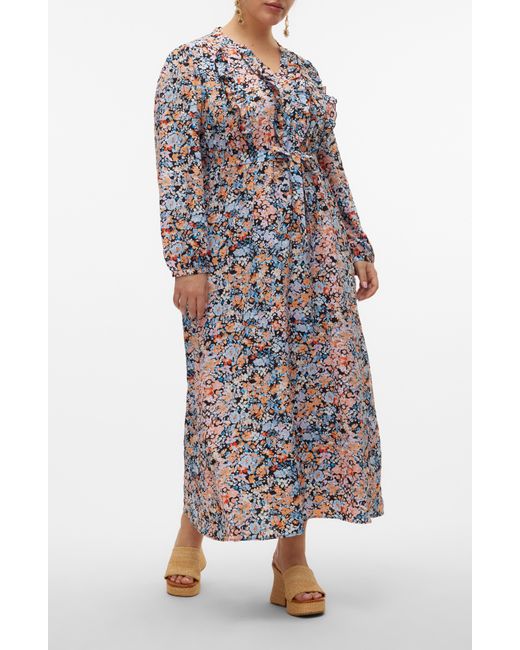 Vero Moda Multicolor Ginny Floral Print Long Sleeve Maxi Dress