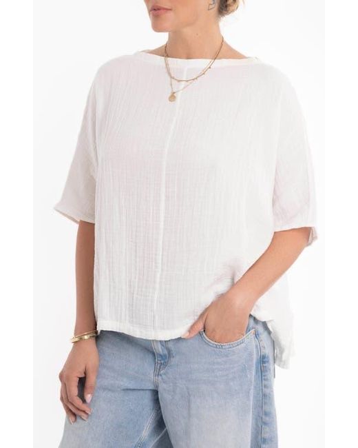 ocean + main White Square Gauze Top
