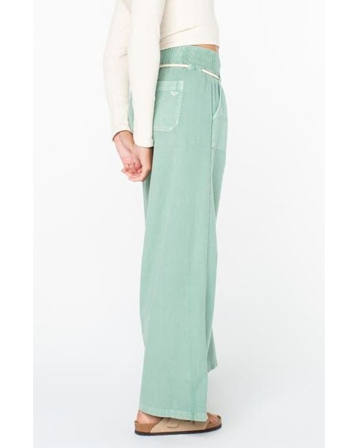 Roxy Green Paddle On Drawstring Cotton & Linen Pants