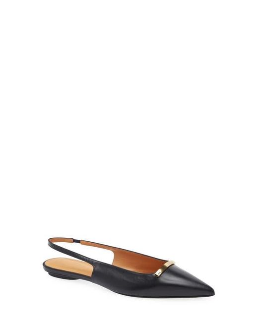 Tod's Black Barretta Pointed Toe Slingback Flat