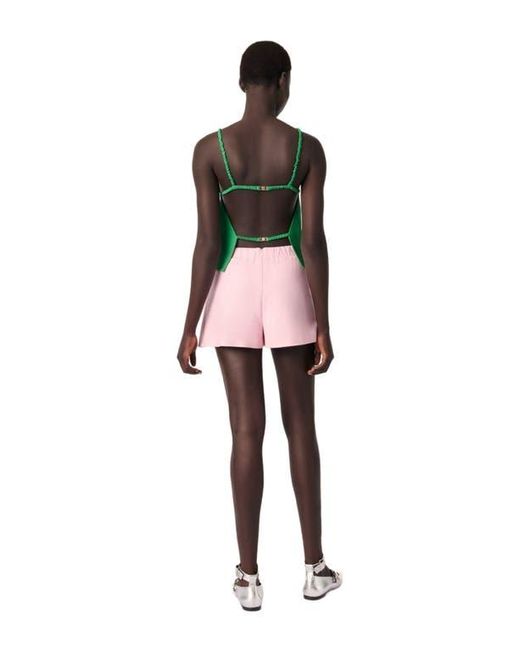 Maje Green Layered-Effect Suit Shorts