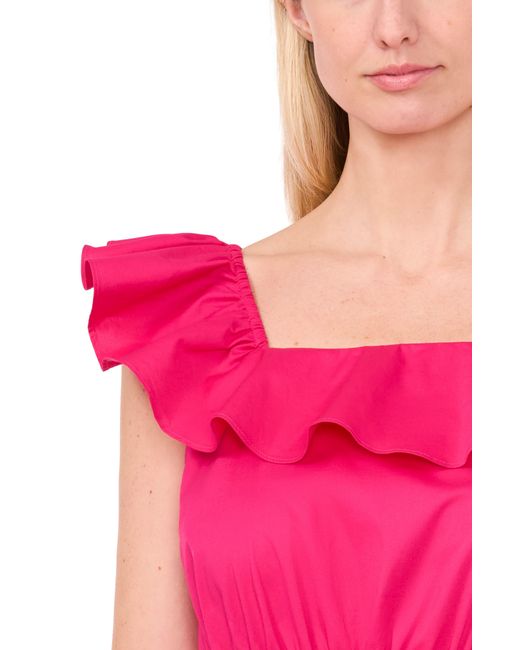 Cece Pink Ruffle Neck Maxi Dress