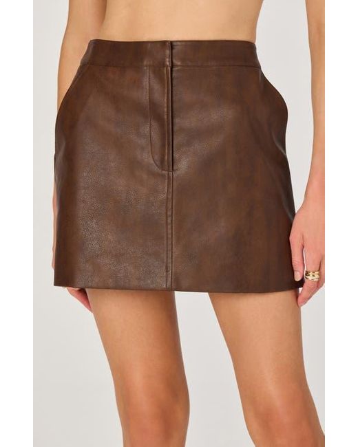 Astr Brown Faux Leather Miniskirt
