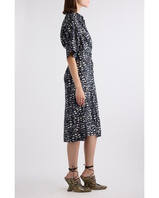 存在感絶大【Dries Van Noten】Belted printed silk shirt dress Belted printed silk shirt dress in brown - Dries Van Noten