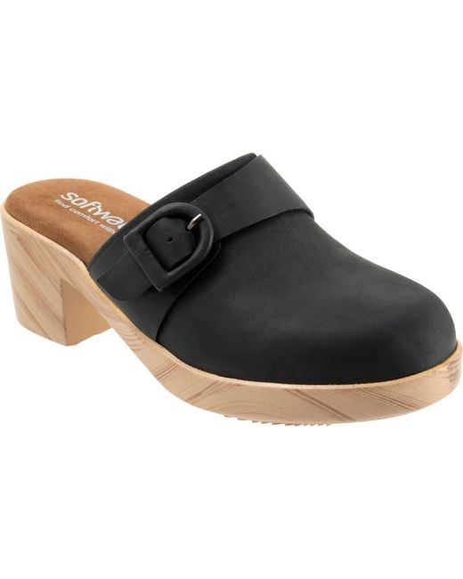 Softwalk® Black Ferrara Platform Mule