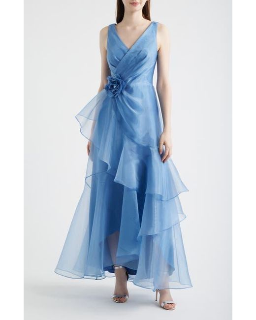 eliza j organza dress Eliza J Blue Floral Organza Dress 6