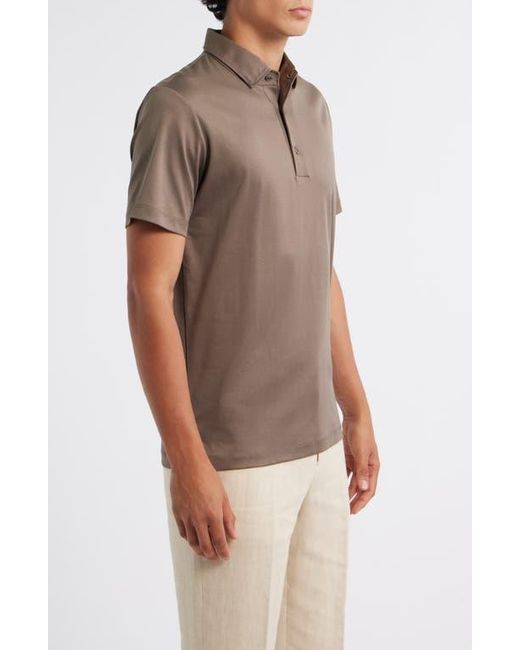 Aurélien Brown Aur1 Solid Cotton Polo for men