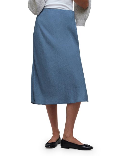 Madewell Blue Crinkled Satin Slip Skirt