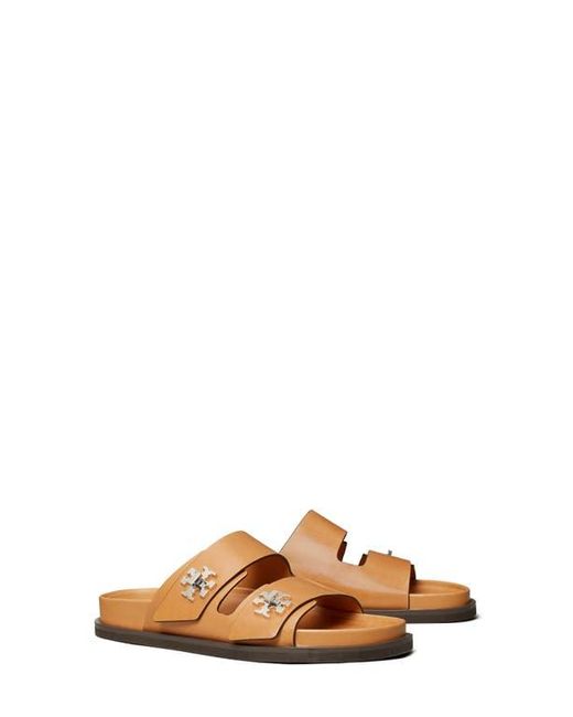 Tory Burch Brown T Lock Sport Slide Sandal