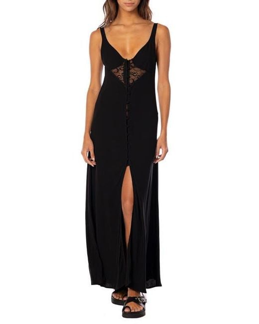 Maaji Women's Black Midnight Lace Inset Maxi Cover-Up Dress