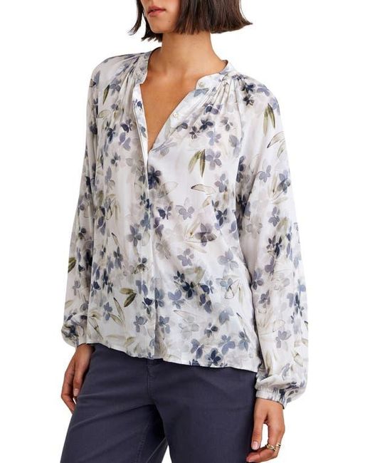 Bella Dahl Gray Floral Print Button-Up Blouse