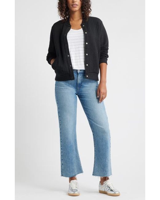 Caslon Black Quilted Cotton Bomber Jacket