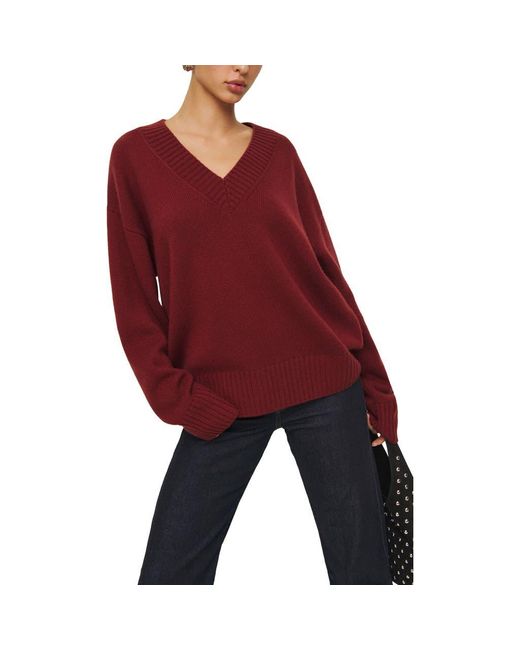 Reformation Red Jadey Oversize Cashmere Sweater
