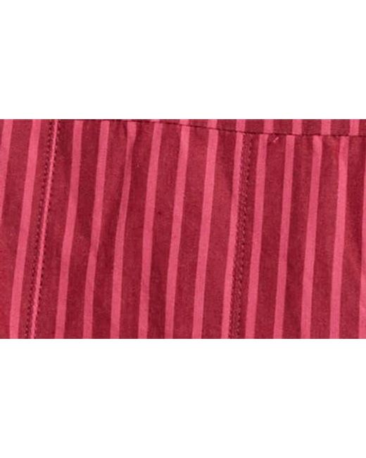 Damson Madder Red Maisie Stripe Organic Cotton Mini Shirtdress