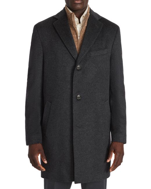 Jack Victor Black Wesley Wool & Cashmere Top Coat for men