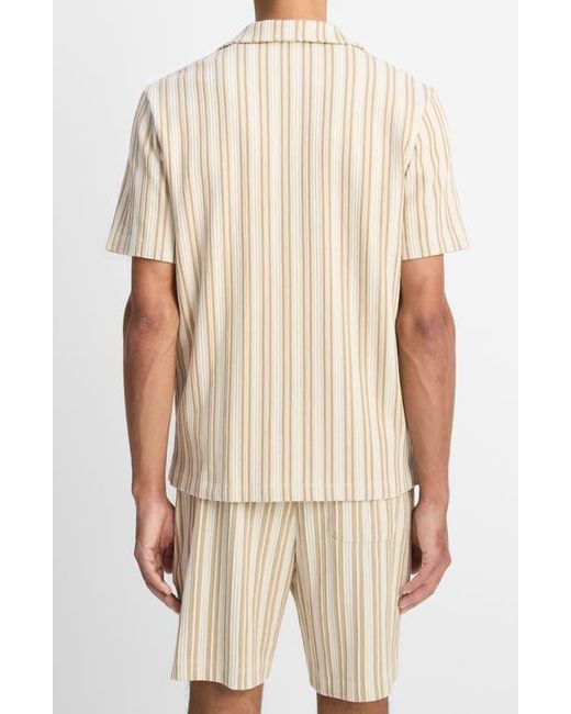 Vince Natural Jacquard Stripe Knit Camp Shirt for men