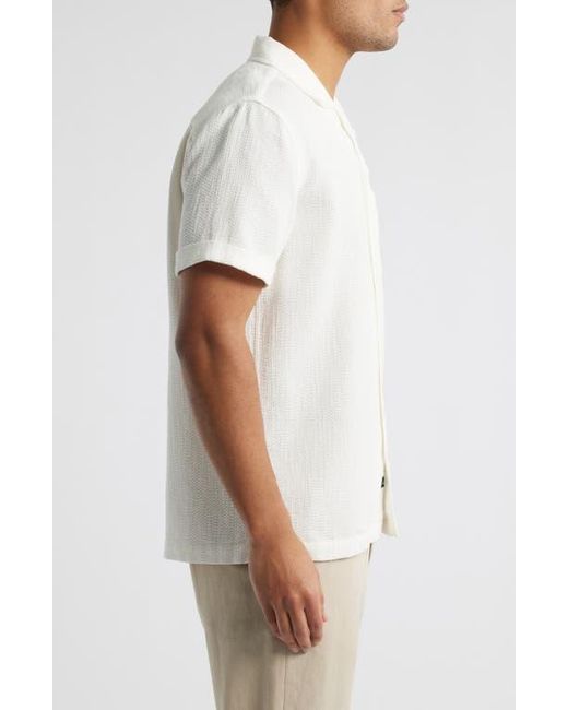 Rails White Haney Textured Short Sleeve Cotton Button-Up Shirt for men