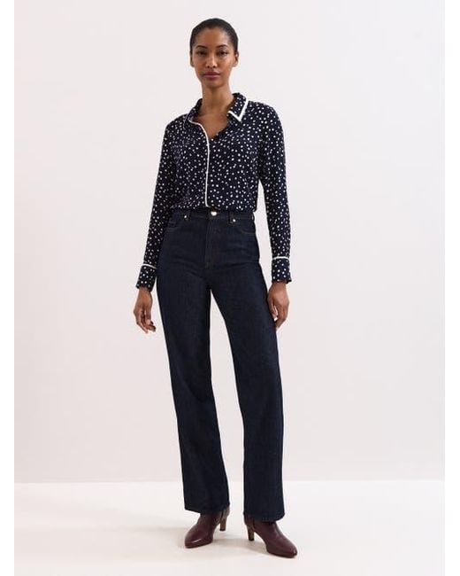 Phase Eight Blue Rita Printed Collared Button-Up Shirt
