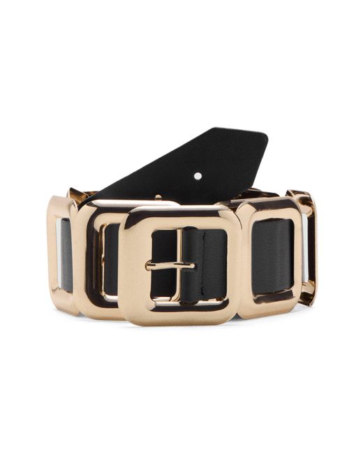 Mango Black Square Hardware Leather Belt